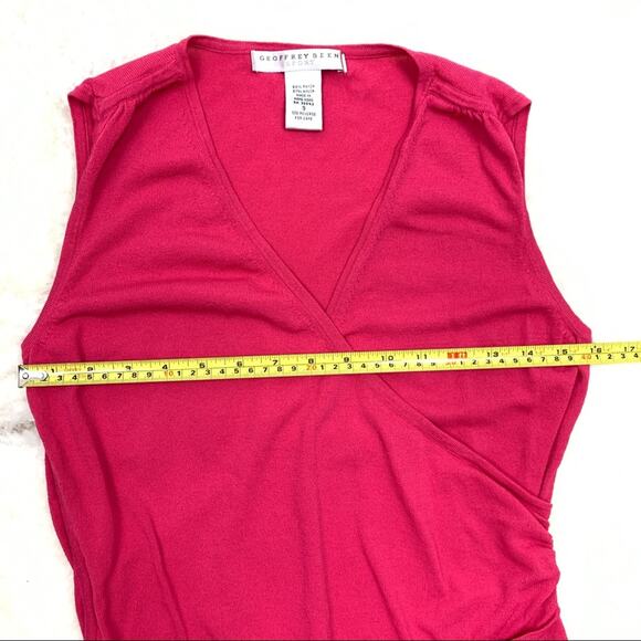 Geoffrey Beene Sport Hot Pink Sleeveless Crossover Wrap Top Small - Picture 7 of 7